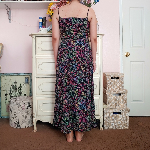 Vintage 90s Designer Button Down Floral Midi Dress - Picture 8 of 8